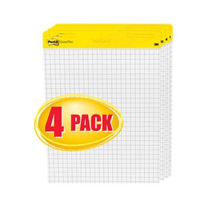 EASEL PADS, Self-Stick, Quadrille, 25" x 30", White, 4 - 30 Sheet Pads / Carton