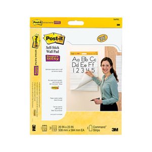 EASEL PAD, WALL, Self-Stick, Primary, Ruled, 20" x 23", White, 20 Sheets, 2 / Pack