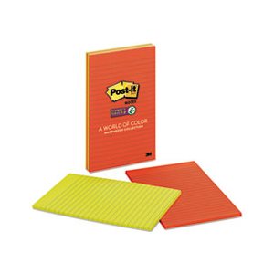 POST-IT NOTES, Pads, Marrakesh Colors, Lined, 5" x 8", 45-Sheet, 4 / Pack