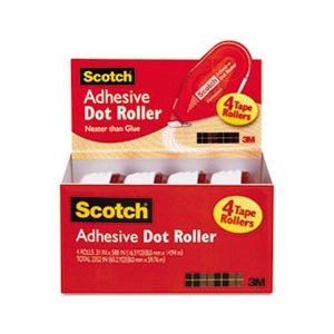 Adhesive Dot Roller, Value Pack, .3" x 49', 4 / PACK