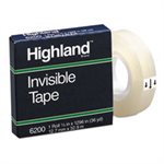 TAPE, Invisible Permanent, Mending, .5" x 1296", 1" Core, Clear