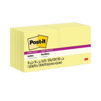 POST-IT NOTES, PADS, Canary Yellow, 2" x 2", 90-Sheet, 10 / Pack