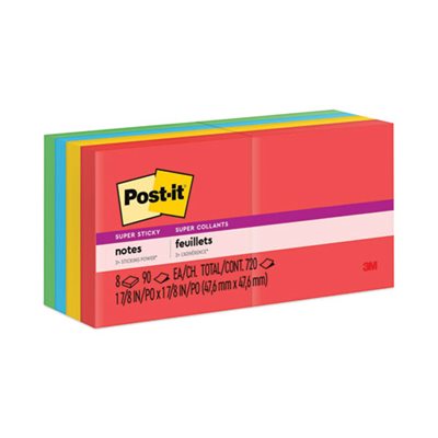 POST-IT NOTES, Pads, Marrakesh Colors, 2" x 2", 90-Sheet, 8 / Pack