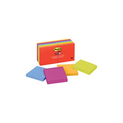 POST-IT NOTES, Pads, Marrakesh Colors, 3" x 3", 90-Sheet, 12 / Pack