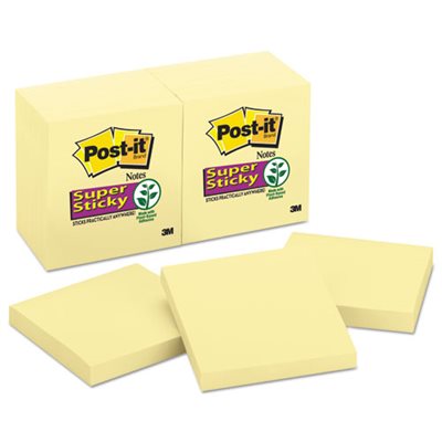 POST-IT NOTES, PADS, Canary Yellow, 3" x 3", 90-Sheet, 12 / Pack