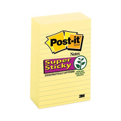 POST-IT NOTES, PADS, Canary Yellow, Lined, 4" x 6", 90-Sheet, 5 / Pack