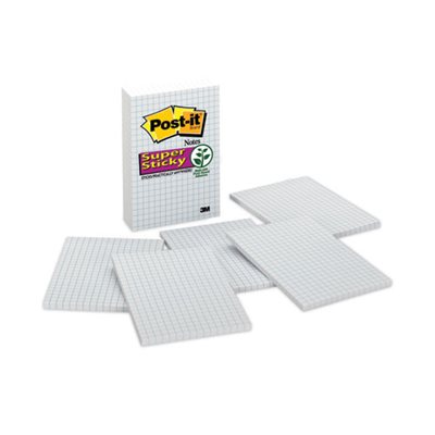 POST-IT NOTES, Grid, 4" x 6", White, 50-Sheet, 6 / Pack