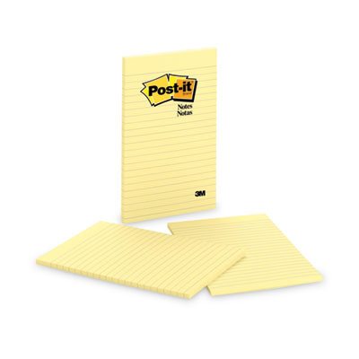 POST-IT NOTES, PADS, Canary Yellow, Lined, 5" x 8", 50-Sheet, 2 / Pack