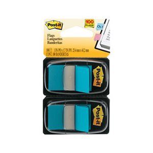 POST-IT NOTES, Page Flag MARKERS, in Dispenser, Bright Blue, 100 Flags / Dispenser