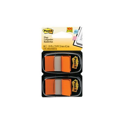 POST-IT NOTES, Page Flag Markers in Dispenser, Orange, 100 Flags / Dispenser, 2 / pack