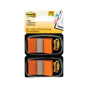 POST-IT NOTES, Page Flag Markers in Dispenser, Orange, 100 Flags / Dispenser, 2 / pack