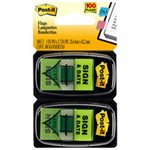 POST-IT NOTES, PAGE FLAG MARKERS, Arrow Message, 1" "Sign and Date", Green, 50-Flag Dispensers, 2 / PACK