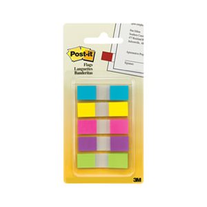 POST-IT NOTES, PAGE FLAG MARKERS IN DISPENSER, FIVE ASSORTED BRIGHT COLORS, 100 FLAGS / PACK