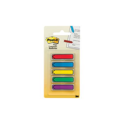 POST-IT NOTES, PAGE FLAG MARKERS, Arrow, .5", Blue / Green / Purple / Red / Yellow, 20 / Color, 100 / Pack