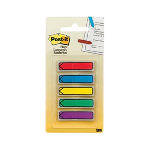 POST-IT NOTES, PAGE FLAG MARKERS, Arrow, .5", Blue / Green / Purple / Red / Yellow, 20 / Color, 100 / Pack