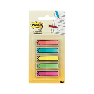 POST-IT NOTES, PAGE FLAG MARKERS, Arrow, .5", Five Assorted Bright Colors, 20 / Color, 100 / Pack