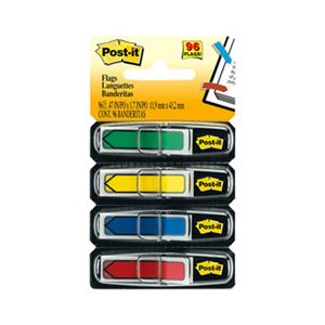 POST-IT NOTES, PAGE FLAG MARKERS, Arrow, .5", FOUR ASSORTED COLORS, 24 / Color, 96 / Pack