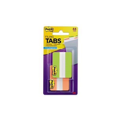 File Tabs, POST-IT, 2" x 1.5", Solid, Green / Orange, 44 / Pack