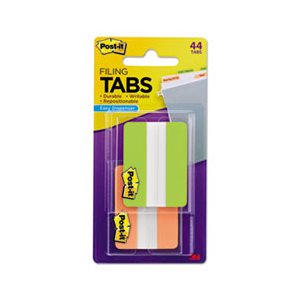 File Tabs, POST-IT, 2" x 1.5", Solid, Green / Orange, 44 / Pack