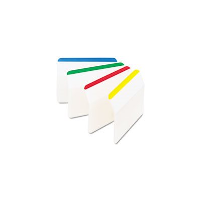 FILE TABS, POST-IT, Angled, 2" x 1.5", Striped, Assorted Primary Colors, 24 / Pack