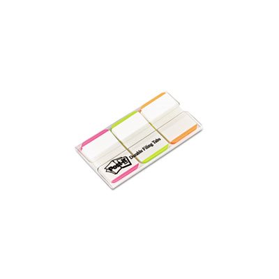 File Tabs, POST-IT, 1" x 1.5", Lined, Assorted Fluorescent Colors, 66 / Pack