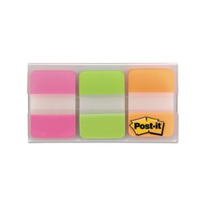 File Tabs, POST-IT, 1" x 1.5", Assorted FLUORESCENT Brights, 66 / Pack