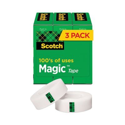 TAPE, INVISIBLE, Magic Tape, Refill, .75" x 1000", 1" Core, Clear, 3 / Pack