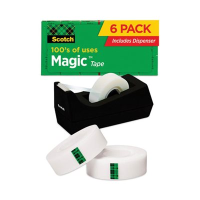 TAPE, INVISIBLE, Magic Tape, Value Pack,  w / C38 Dispenser, .75" x 1000", 1" Core, Clear, 6 / Pack