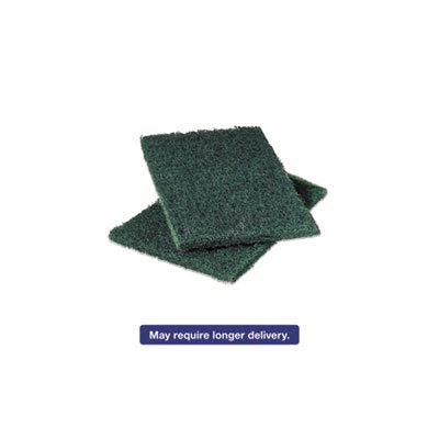 SCOURING PAD, Commercial, Heavy-Duty, Green, 6" x 9", 12 / Pack