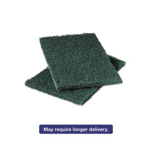 SCOURING PAD, Commercial, Heavy-Duty, Green, 6" x 9", 12 / Pack