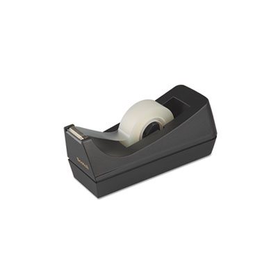 TAPE DISPENSER, Desktop, 1" Core, Weighted Non-Skid Base, Black