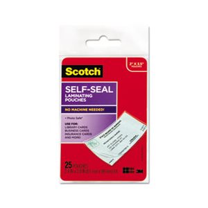 LAMINATING POUCHES, Self-Sealing, 9.5 mil, 2.44" x 3.88", Business Card Size, 25 / PACK