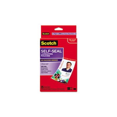 LAMINATING POUCHES, Self-Sealing, w / Clip, 12.5 mil, 2.94" x 4.06", 25 / Pack