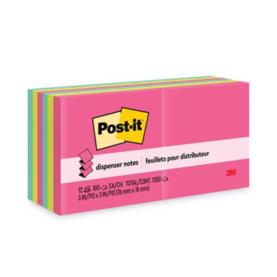 POST-IT NOTES, Pop-up Refill, 3" x 3", Assorted Cape Town Colors, 100-Sheet, 12 / Pack