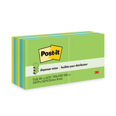 POST-IT NOTES, Pop-up Refill, 3" x 3", Assorted Jaipur Colors, 100-Sheet, 12 / Pack