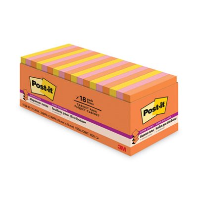 POST-IT NOTES, REFILL, SUPER STICKY, 3" X 3", ASSORTED RIO DE JANEIRO COLORS, 90-SHEET, 18 / PADS