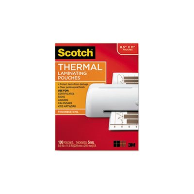 LAMINATING POUCHES, THERMAL, Letter Size, 5 mil, 8.5" x 11", 100 / Pack