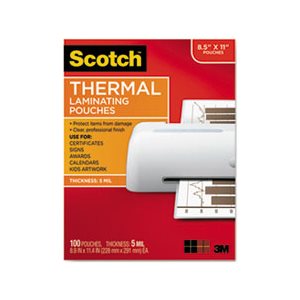 LAMINATING POUCHES, THERMAL, Letter Size, 5 mil, 8.5" x 11", 100 / Pack