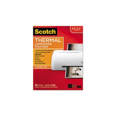 LAMINATING POUCHES, THERMAL, Letter Size, 5 mil, 11.5" x 9", 50 / Pack