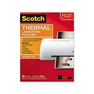 LAMINATING POUCHES, THERMAL, Letter Size, 5 mil, 11.5" x 9", 50 / Pack