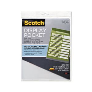 Display Pocket, Removable Interlocking Fasteners, Plastic, 8-1 / 2 x 11, Clear