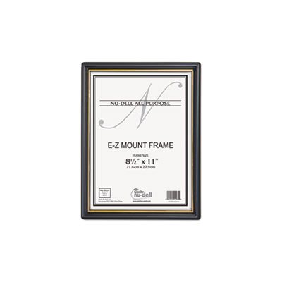 FRAME, DOCUMENT, EZ Mount, W /  Trim Accent, Plastic, 8.5" x 11", Black / Gold