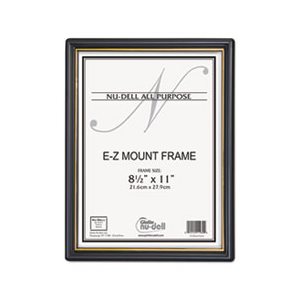 FRAME, DOCUMENT, EZ Mount, W /  Trim Accent, Plastic, 8.5" x 11", Black / Gold