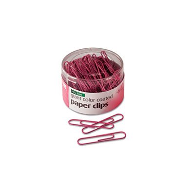 Paper Clips, PVC-Free, Plastic Coated Wire, Jumbo, Pink, 80 / Pack