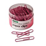Paper Clips, PVC-Free, Plastic Coated Wire, Jumbo, Pink, 80 / Pack