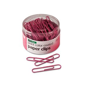 Paper Clips, PVC-Free, Plastic Coated Wire, Jumbo, Pink, 80 / Pack