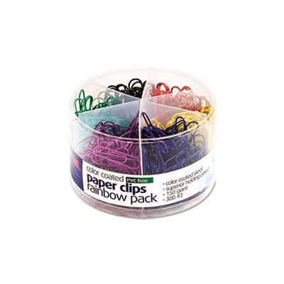 CLIPS,  PLASTIC COATED, PAPER CLIPS, NO. 2 SIZE, ASSORTED COLORS, 45 / PACK