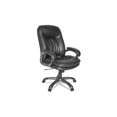 CHAIR, Executive, HIGH BACK, Swivel / Tilt, Leather, Fixed Arched Arms, Black