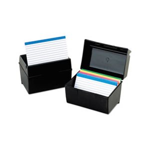 Index Card File, Plastic, 300 Capacity, 5.625"w x 3.625"d, Black