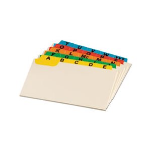Index Card Guides, Laminated Tab, Alpha, 1 / 5 Tab, Manila, 4" x 6", 25 / Set